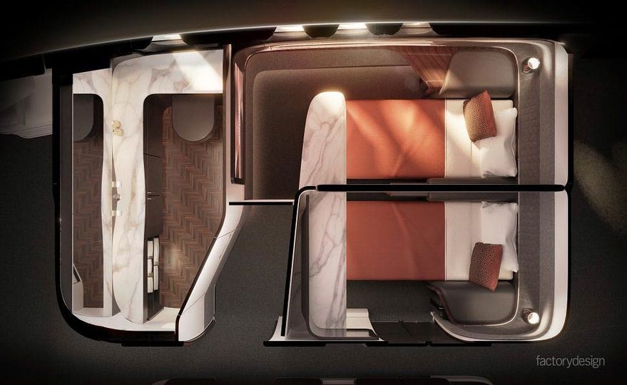 Even as a two-suite design, passengers can still use the private bathroom.